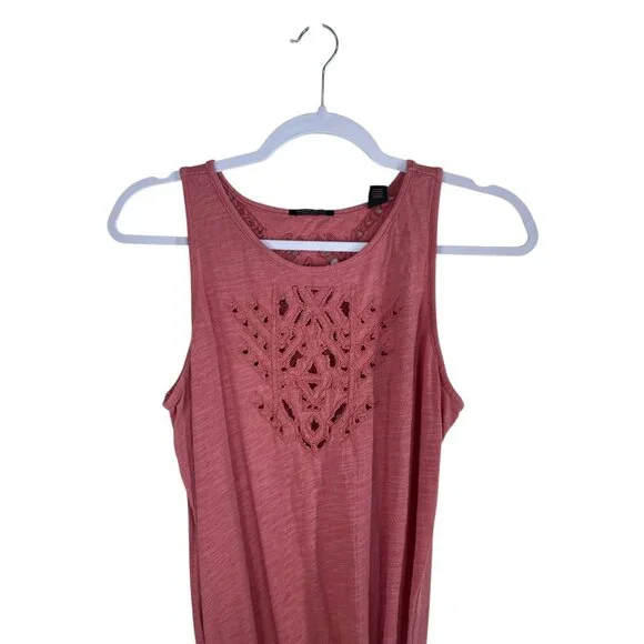 Scotch & Soda Womens Sleeveless Pink Embroidered Cotton Dress With Waist Tie - Picture 2 of 8